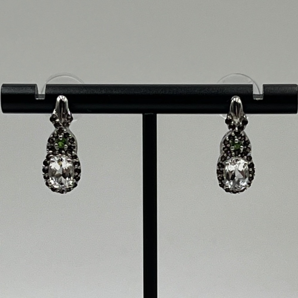 Chuck Clemency STS Sterling Chrome Diopside Quartz Crystal Teardrop Earrings